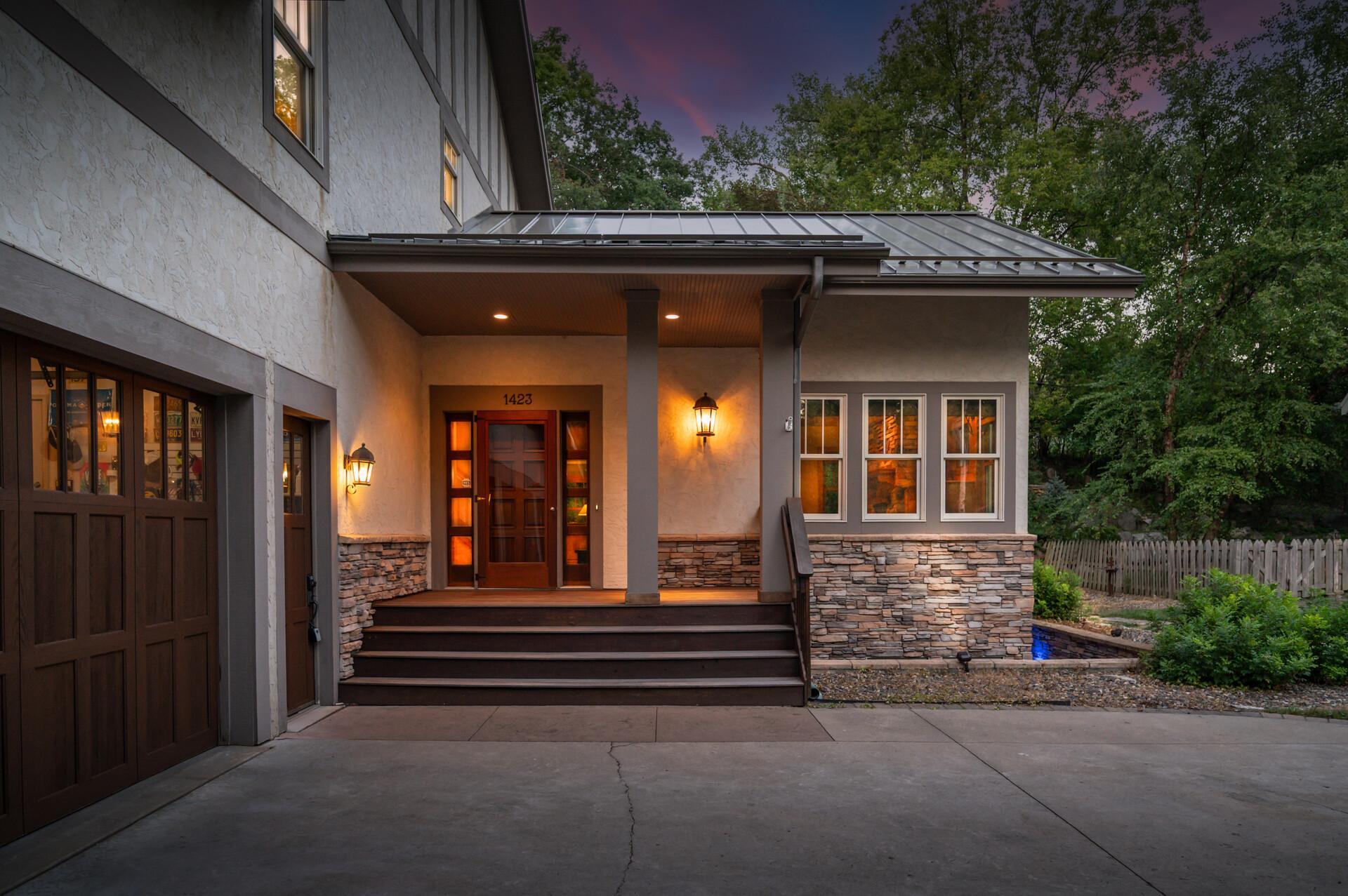 Front Entry at Dusk